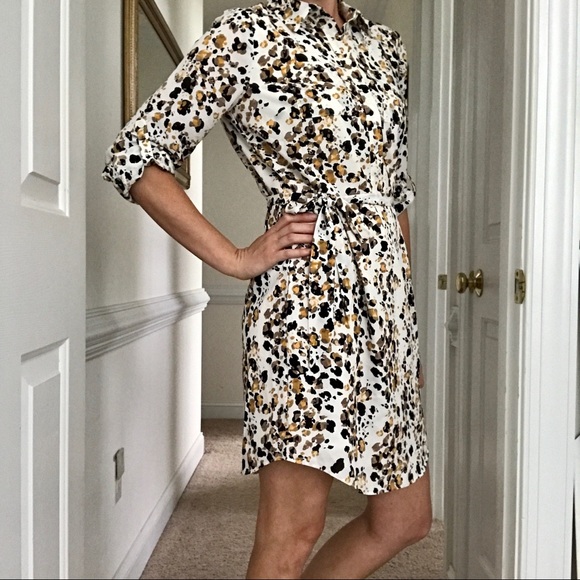 Leopard Print - Self Tie - Wear to Work Dress - Picture 3 of 16